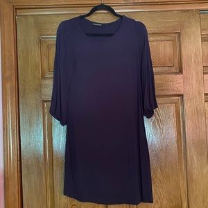 blue dress with puff sleeves